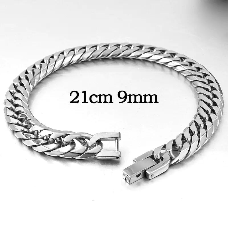 Stainless Steel Curb Dome Link Wristband Jewelry