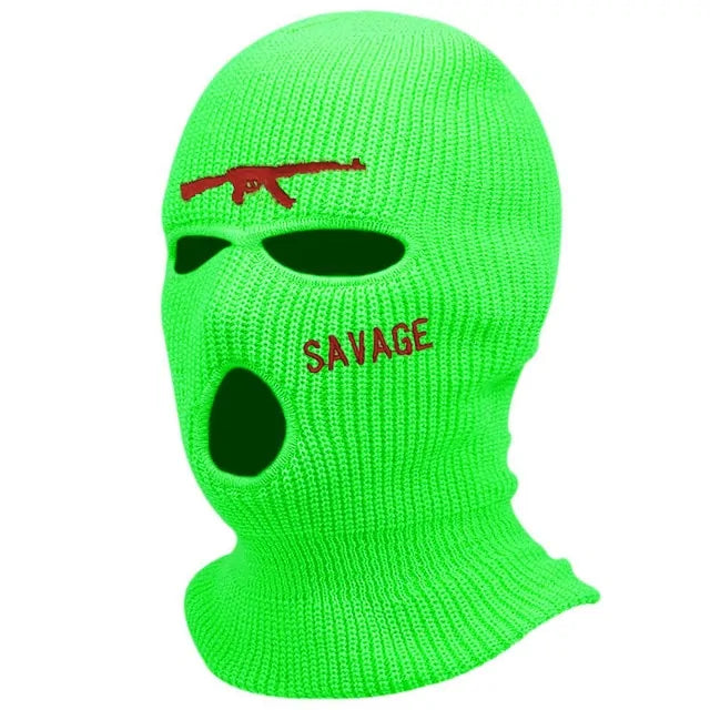 1Pc Embroidery Balaclava Face Mask 3-Hole