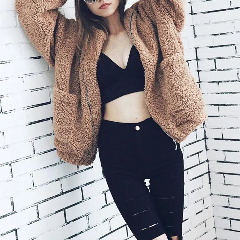 Plush Warmth Chic Style Furry Teddy Jacket