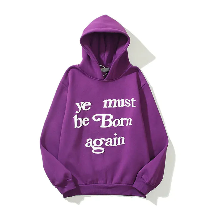 Kanye West-Style Fleece Hoodie with Foam Letter Print