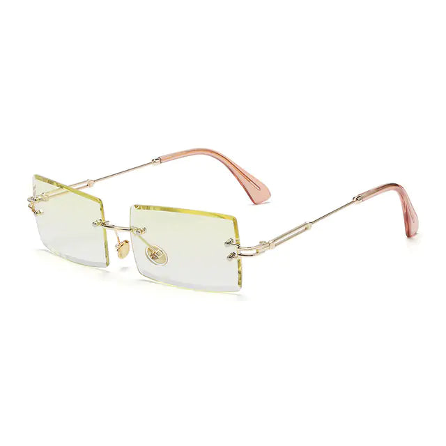 Rimless Small Rectangle Sunglasses UV400 Eyewear