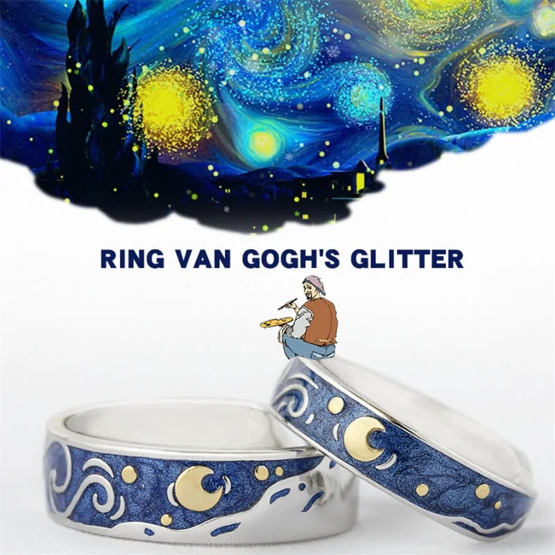 Starry Night Van Gogh Adjustable Rings