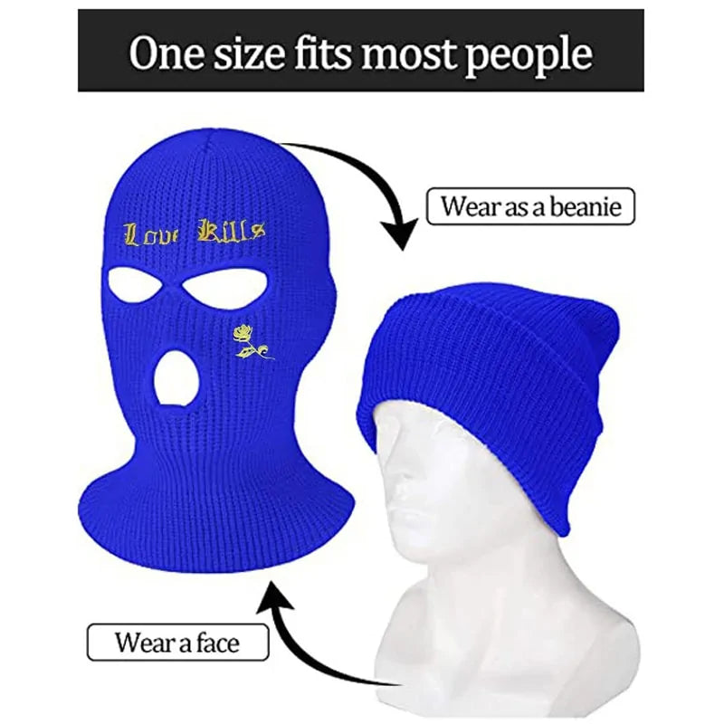 1Pc Embroidery Balaclava Face Mask 3-Hole