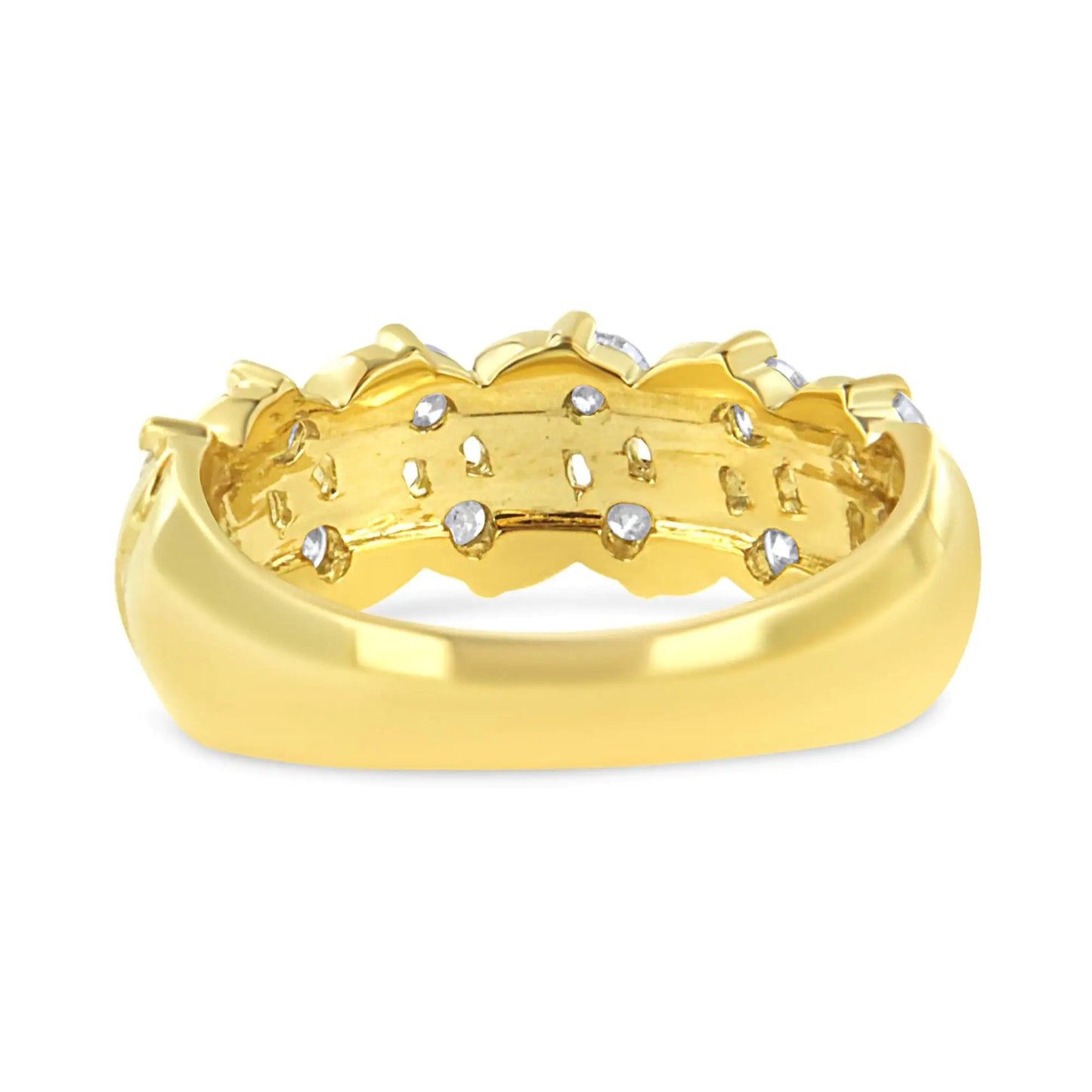 10K Yellow Gold 1.00 Cttw S Link Two Row Diamond Band Ring (K-L Color, I1-I2 Clarity) BLL