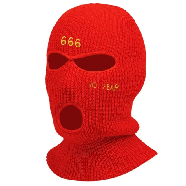 1Pc Embroidery Balaclava Face Mask 3-Hole