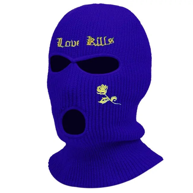 1Pc Embroidery Balaclava Face Mask 3-Hole