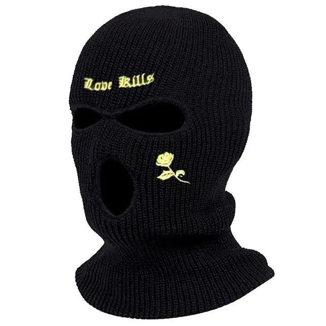 1Pc Embroidery Balaclava Face Mask 3-Hole