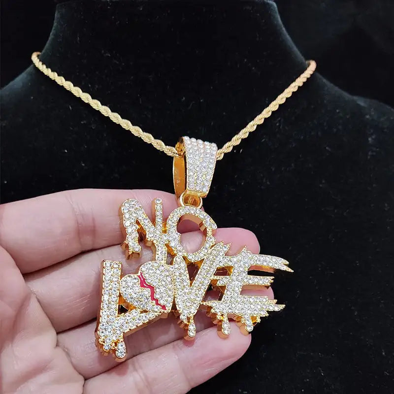 Cuban Chains NO LOVE Necklace Pendants