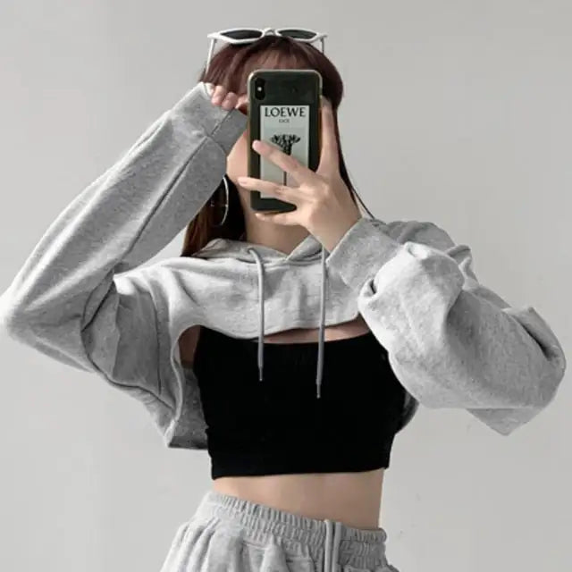 Cut Out Crop Hoodie