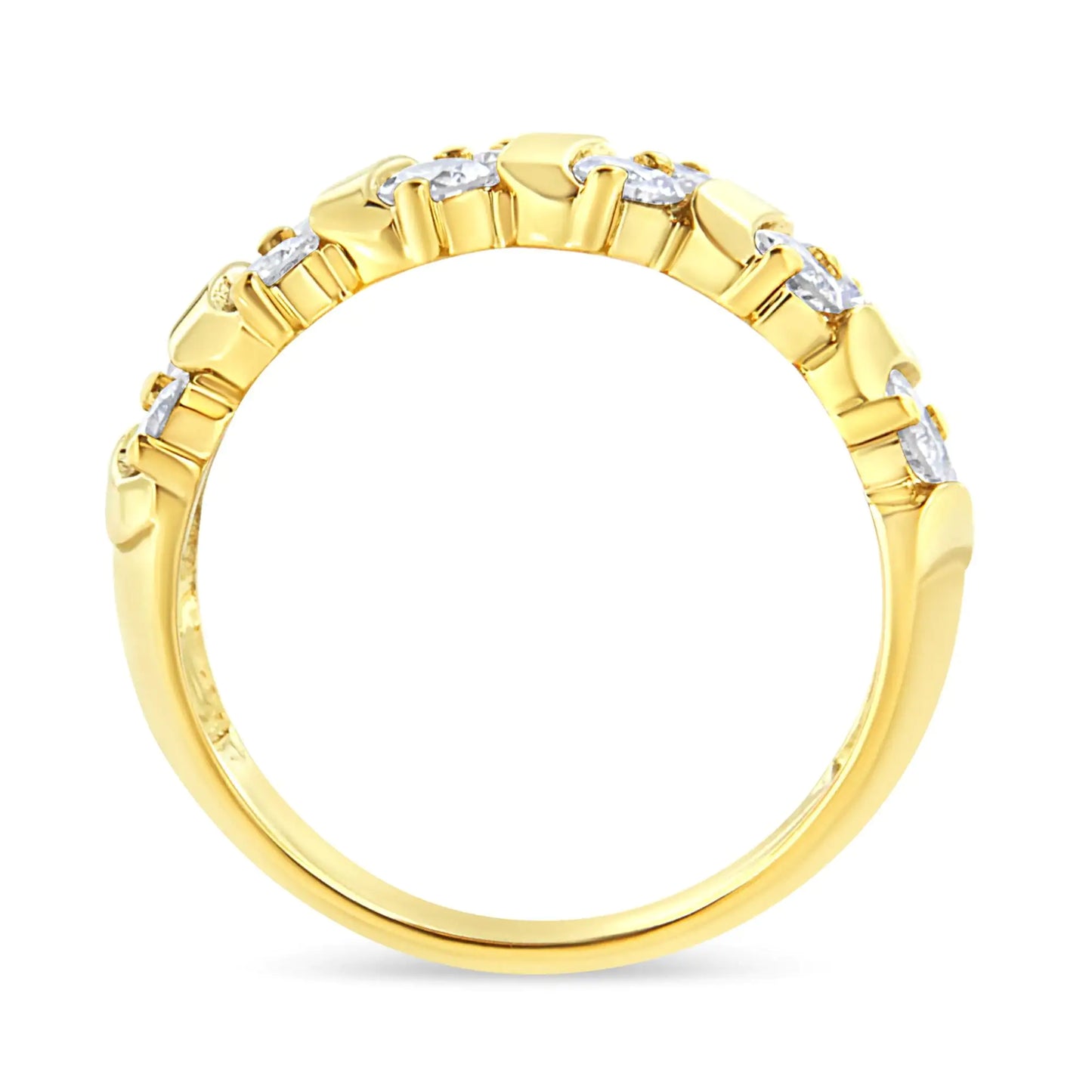 10K Yellow Gold 1.00 Cttw S Link Two Row Diamond Band Ring (K-L Color, I1-I2 Clarity) BLL