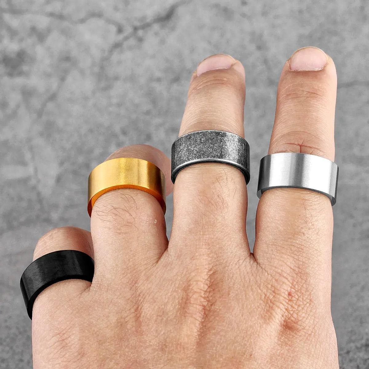 Vintage Black Stainless Steel Rings