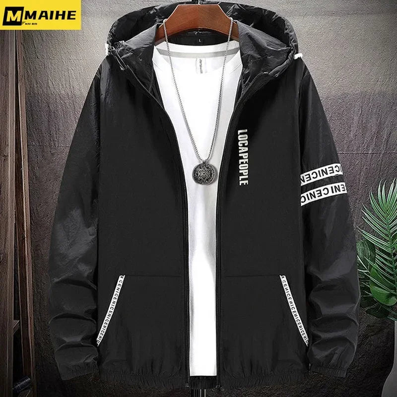 Summer Skin Coats Men Ultra Light UV Sun Protection Big Size Hooded Windbreaker Jacket Men  Striped Casual Outwear 8XL 9XL