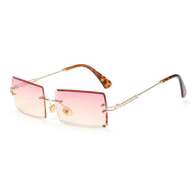 Rimless Small Rectangle Sunglasses UV400 Eyewear