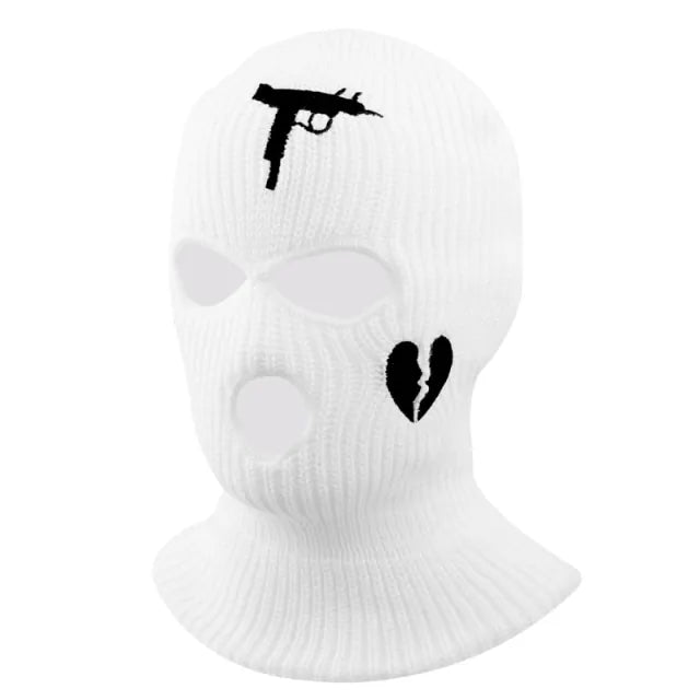 1Pc Embroidery Balaclava Face Mask 3-Hole