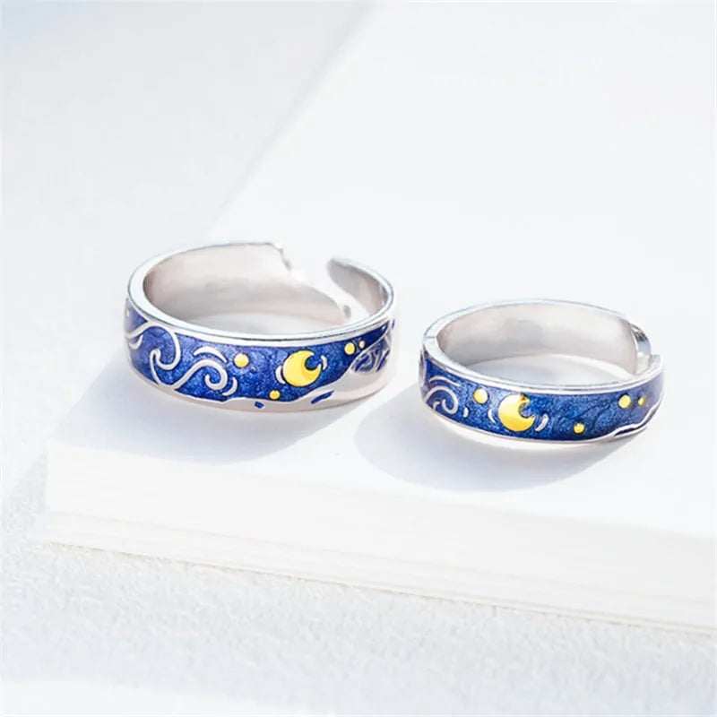 Starry Night Van Gogh Adjustable Rings