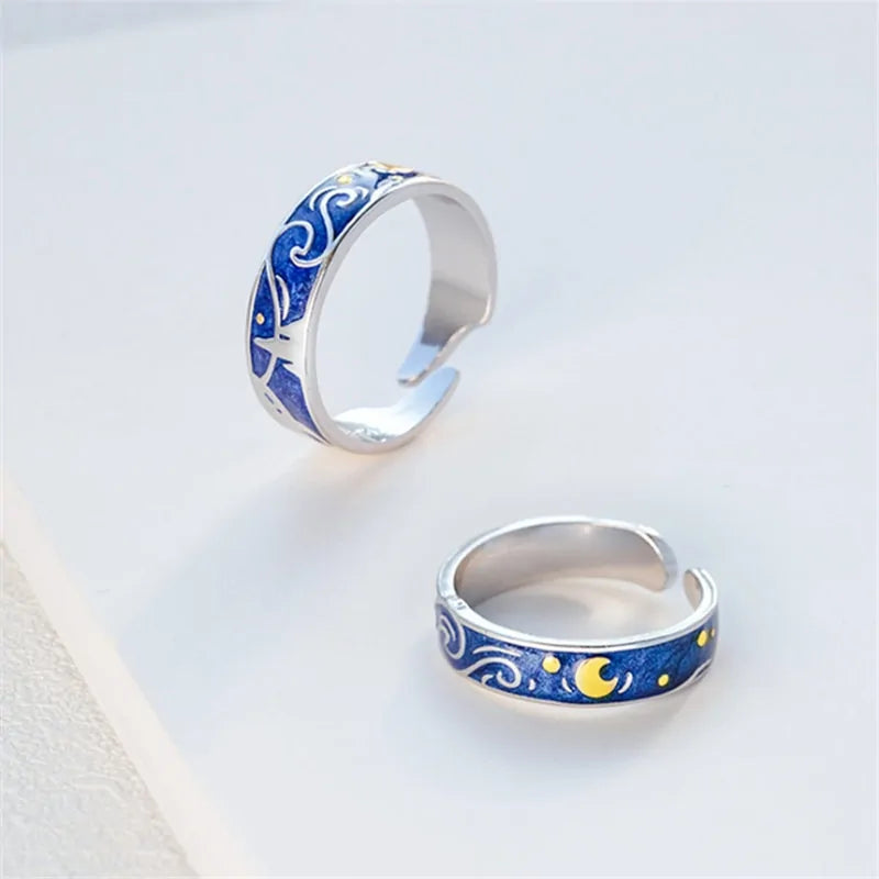 Starry Night Van Gogh Adjustable Rings