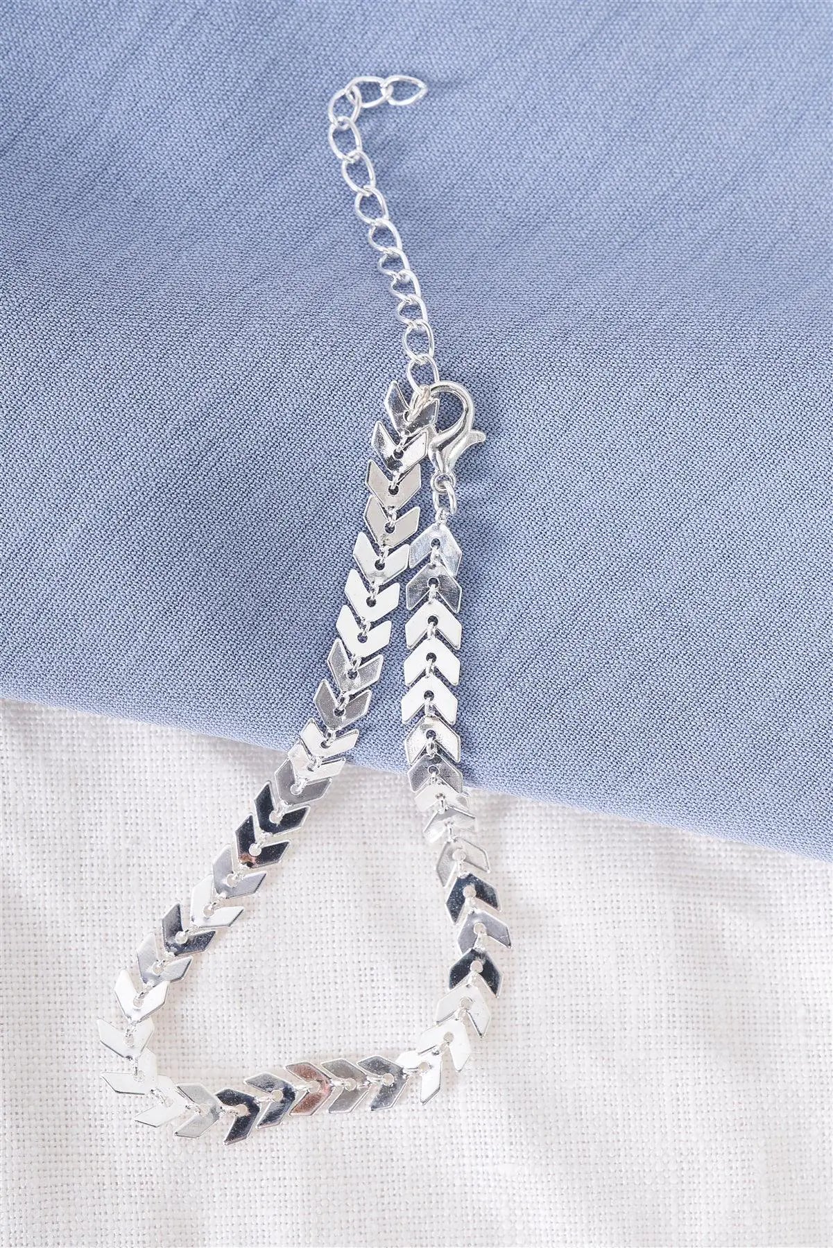 Silver Arrow Curb Anklet/ 3 Pieces