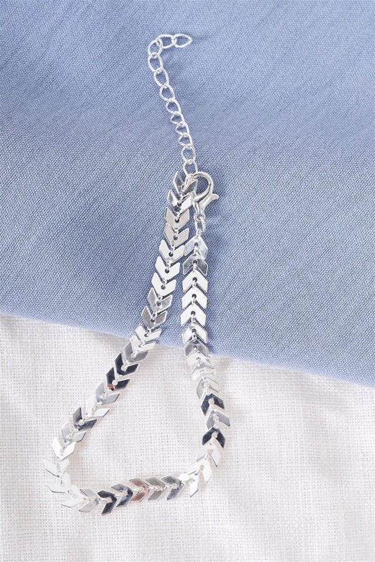 Silver Arrow Curb Anklet/ 3 Pieces