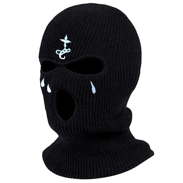 1Pc Embroidery Balaclava Face Mask 3-Hole