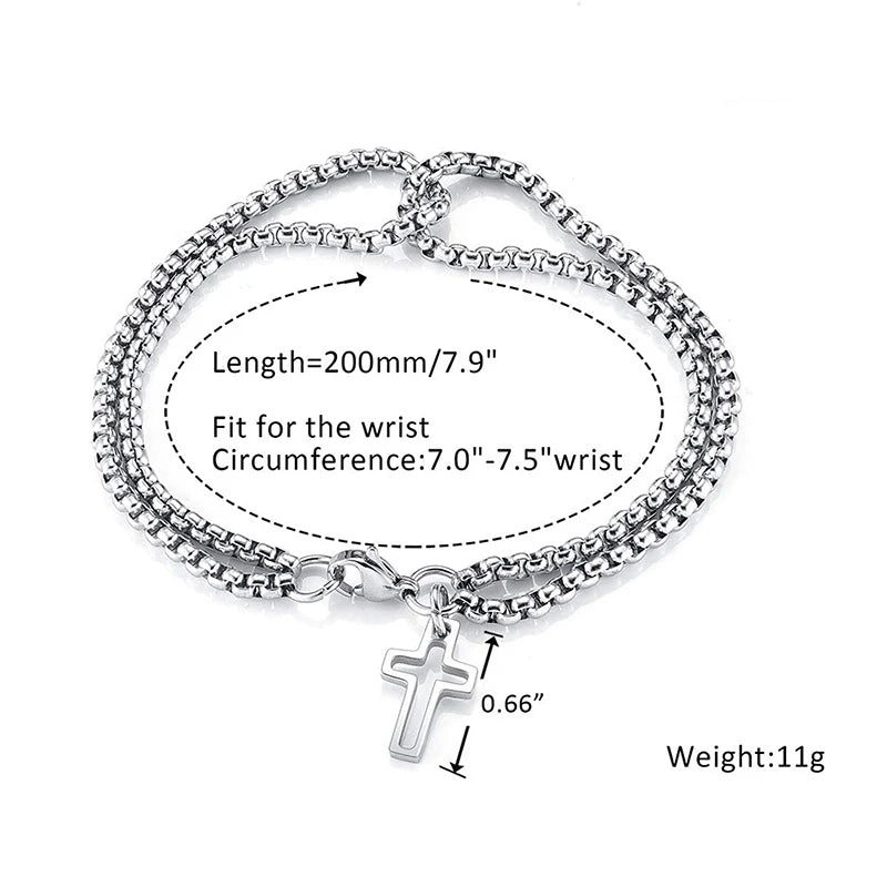 Hollow Double Chain Cross Pendant for Men