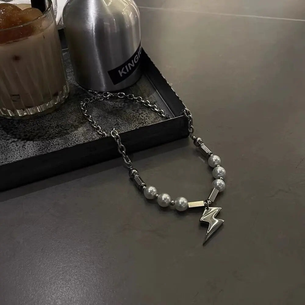 Stainless Steel Chain Pearl Necklace