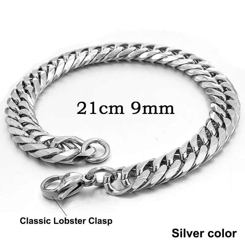 Stainless Steel Curb Dome Link Wristband Jewelry