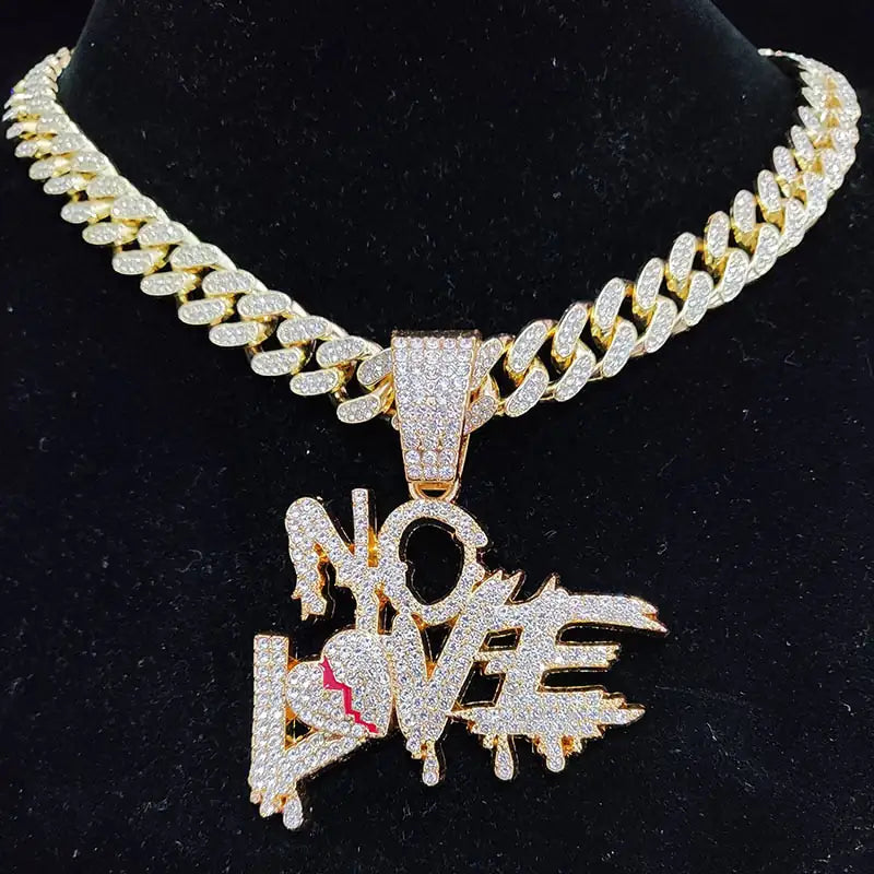 Cuban Chains NO LOVE Necklace Pendants