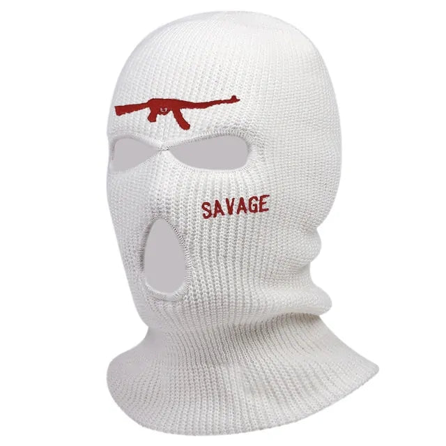 1Pc Embroidery Balaclava Face Mask 3-Hole