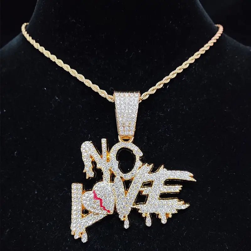 Cuban Chains NO LOVE Necklace Pendants