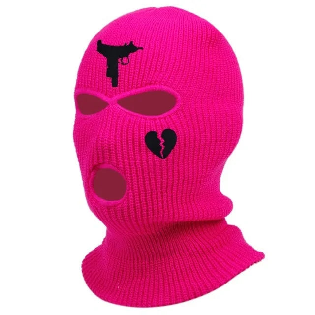 1Pc Embroidery Balaclava Face Mask 3-Hole