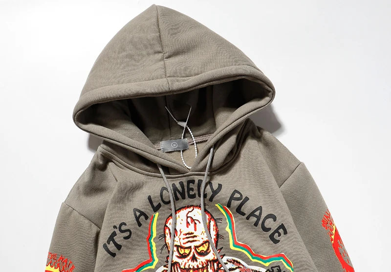 Kanye Fleece Skull Graffiti Men's Sweatshirt