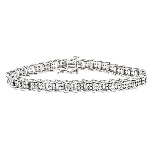 10k White Gold 2 cttw Diamond Fan-Shaped Link Tennis Bracelet (I-J Clarity, I3 Color) - Size 7.25" BLL