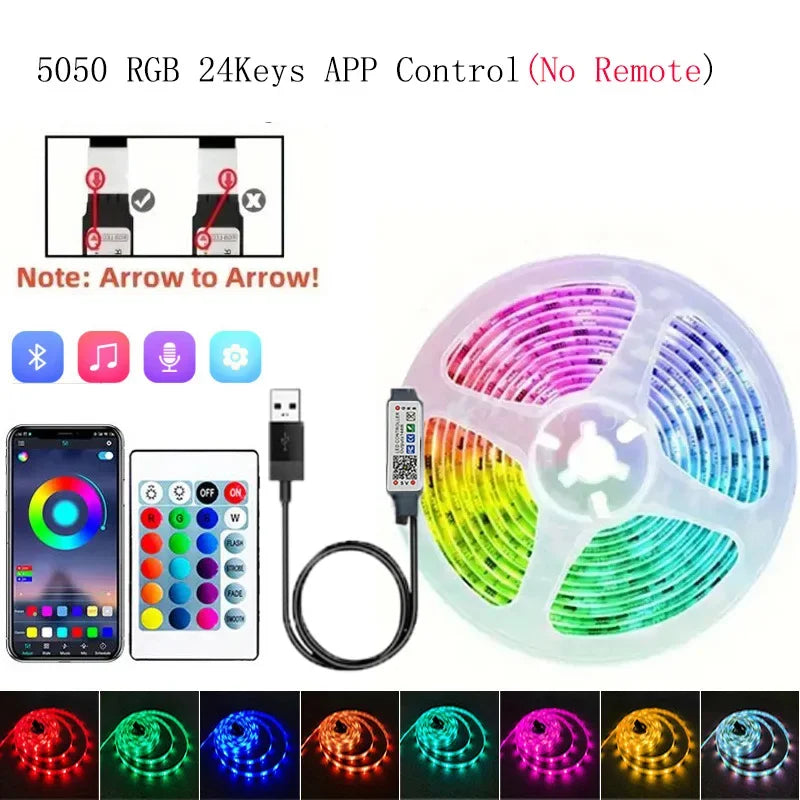 LED Lights Bluetooth 5050 SMD USB LED Strip Alexa APP Control WIFI RGB Adhesive Luces Led TV Backlight Lamps for Room Decoration