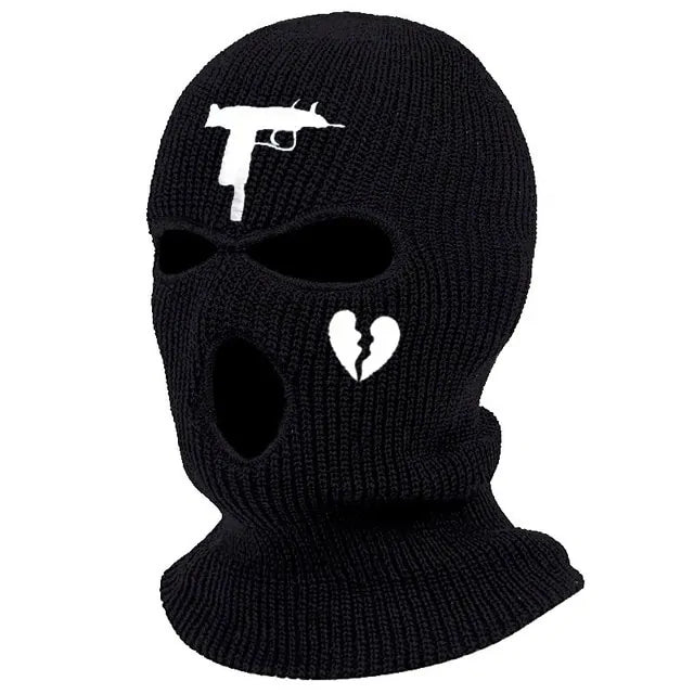 1Pc Embroidery Balaclava Face Mask 3-Hole